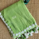 Lite Green Bengal cotton saree with beads work