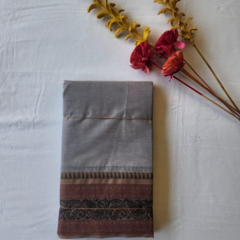 Gray cotton saree