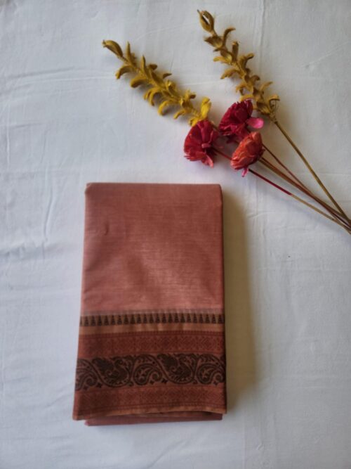 Brown cotton saree