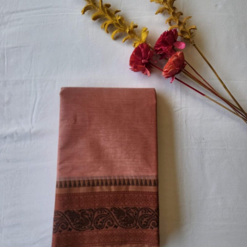 Brown cotton saree