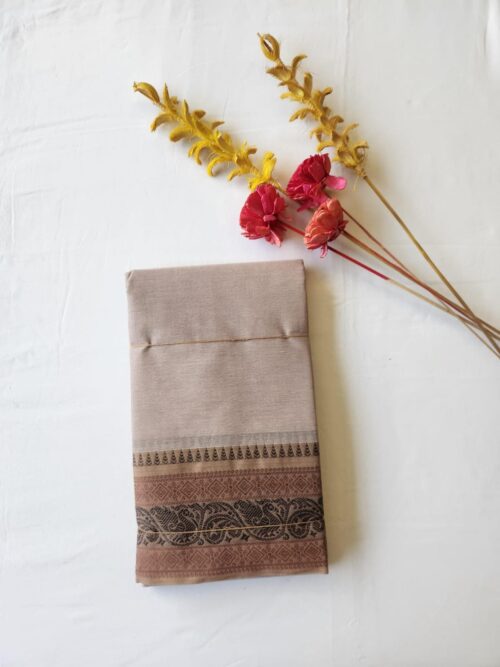 Biscuit color cotton saree