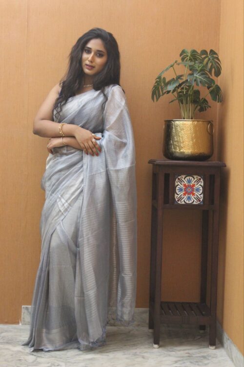 Gray Color Party wear Saree - Image 2