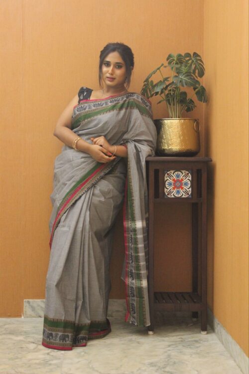 Cement Color Saree - Image 4