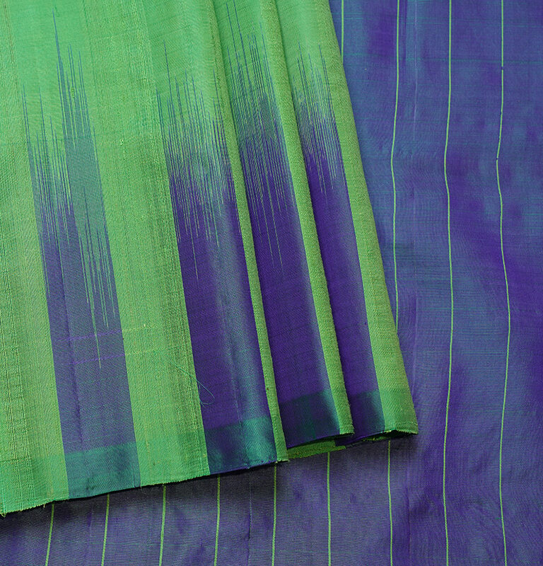 Greenish blue Handloom Kanjeevaram Without Zari Saree