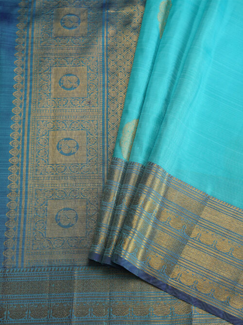 LIGHT BLUE WITH DARK BLUE  BORDER SILK SAREE