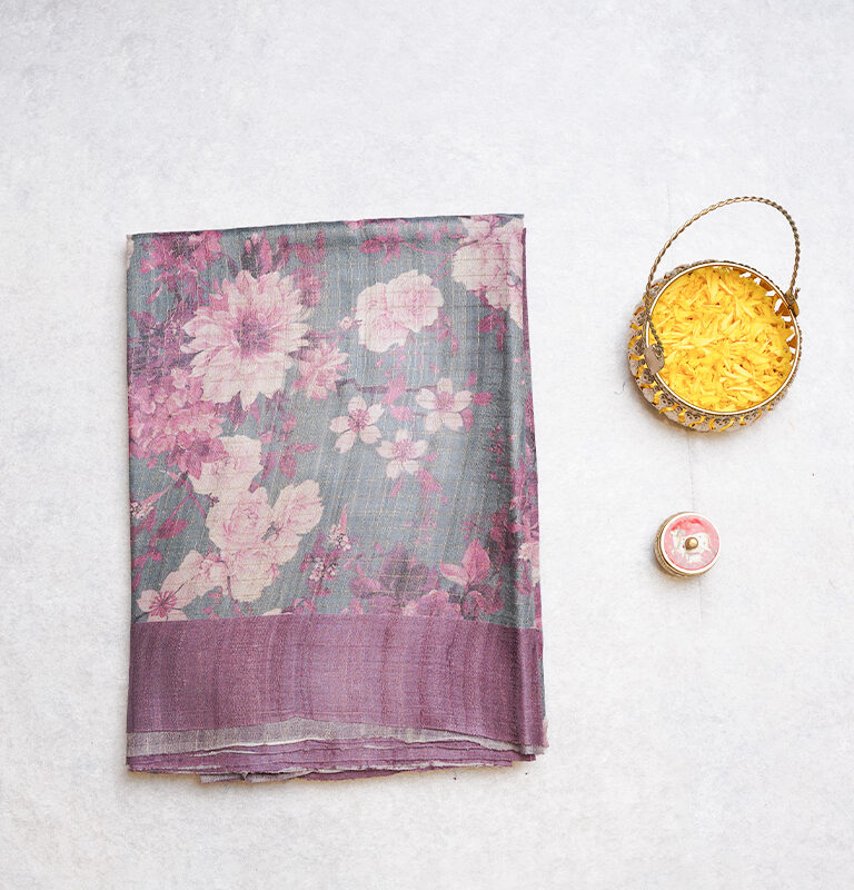 PURE TUSSER SILK SAREE FLORAL PRINT