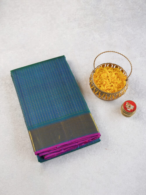 HANDLOOM KANJEEVARAM CHECKED SILK SAREE