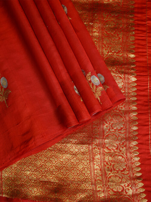 RED PURE KATAN SILK SAREE