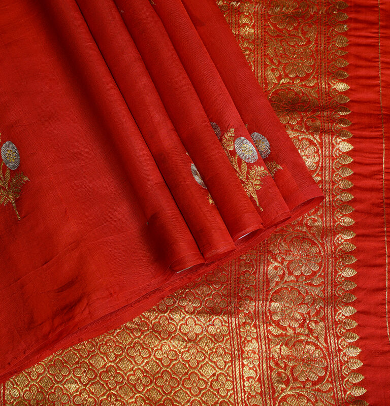 RED PURE KATAN SILK SAREE